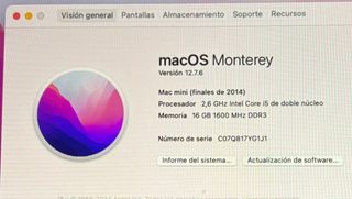 Mac Mini finales 2014 Plata, disco 1TB, mem 16GB