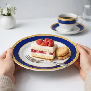 Set 41 pz Porcellana Limoges Blu e Oro