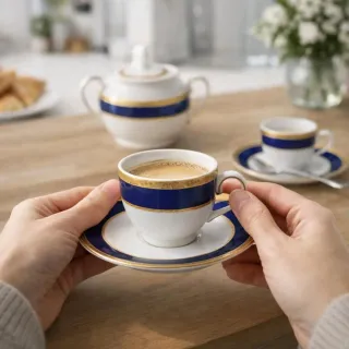 Set 41 pz Porcellana Limoges Blu e Oro