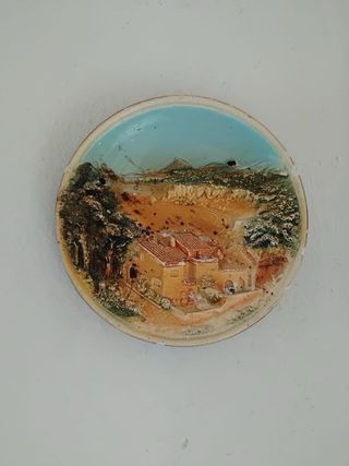 Jarrón decorativo flor azul cerámica