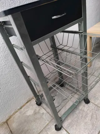 Mesa auxiliar cocina con ruedas y cajón