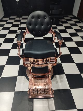 Sillón de barbería vintage cobre y negro