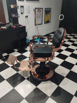 Sillón de barbería vintage cobre y negro