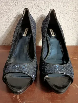 Miu Miu Scarpe Glitter Blu Tg 40