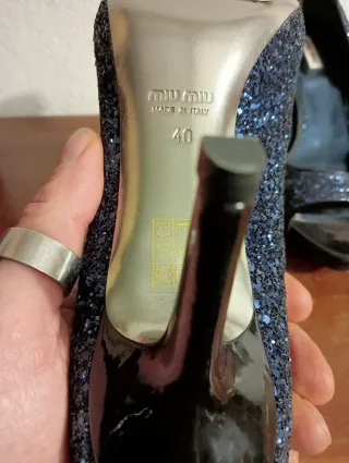 Miu Miu Scarpe Glitter Blu Tg 40