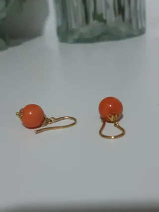 Pendientes Oro 18kt y Coral