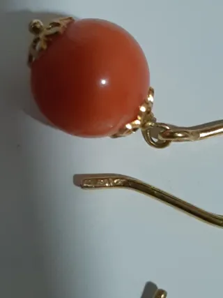 Pendientes Oro 18kt y Coral