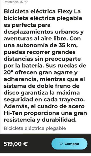 Bicicleta eléctrica Cecotec electrica plegable