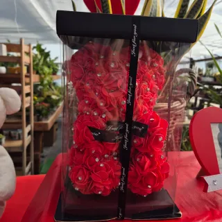 Orsetto rose artificiali con strass