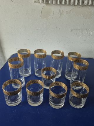 Bicchieri in Vetro Vintage con Bordo Dorato