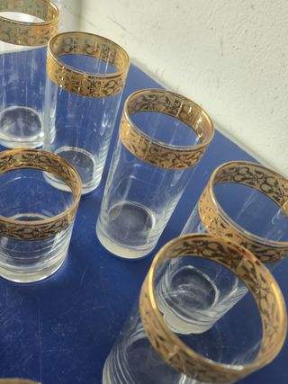 Bicchieri in Vetro Vintage con Bordo Dorato