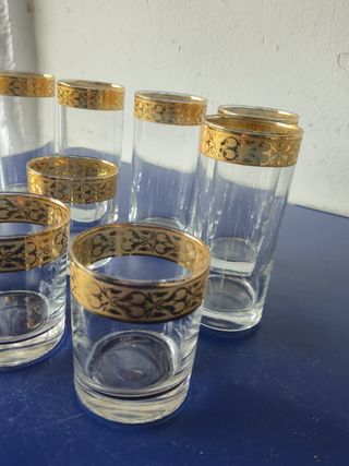 Bicchieri in Vetro Vintage con Bordo Dorato