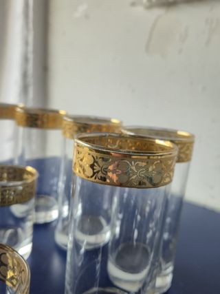 Bicchieri in Vetro Vintage con Bordo Dorato