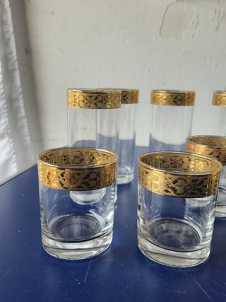 Bicchieri in Vetro Vintage con Bordo Dorato