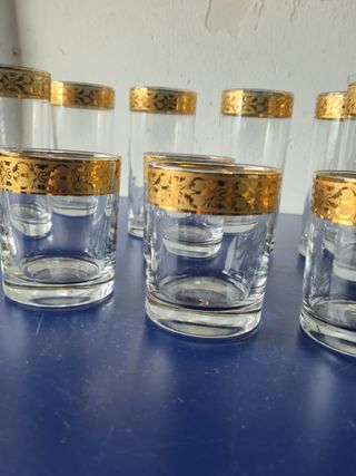 Bicchieri in Vetro Vintage con Bordo Dorato