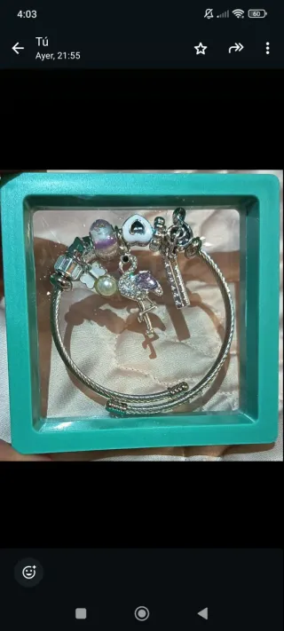 Pulsera de charms con flamenco y corazón