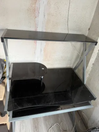 Escritorio de cristal negro templado