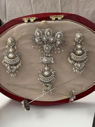 Aderezo Fallera Completo Plata y Perlas