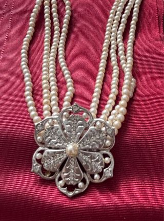 Aderezo Fallera Completo Plata y Perlas