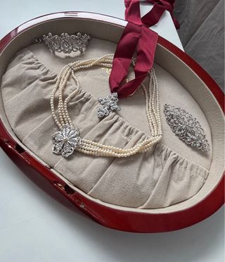 Aderezo Fallera Completo Plata y Perlas