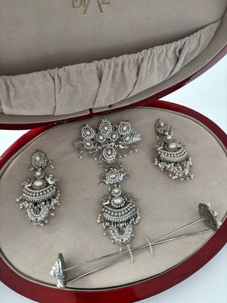 Aderezo Fallera Completo Plata y Perlas