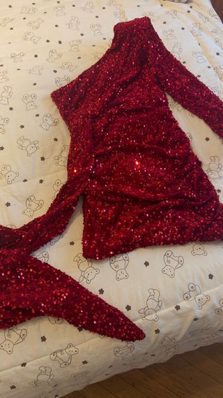 Vestido rojo lentejuelas talla única