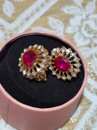 Pendientes Vintage Chapados en Oro Rosa y Rosa
