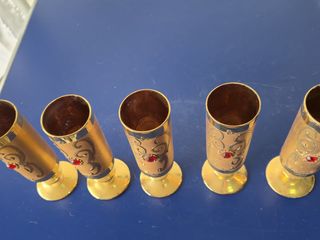 5 Bicchieri Vintage in Vetro con Rifinitura Dorata