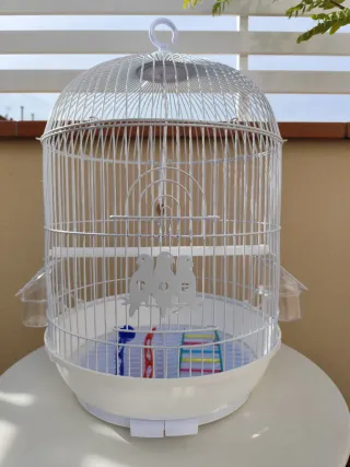 Jaula blanca periquitos, canarios etc. Como nueva