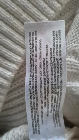 Jersey Primark Blanco Trenzado Talla M