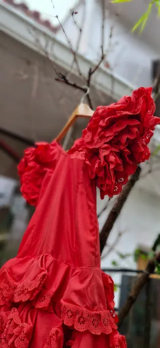 Traje de Flamenca Rojo Hecho a mano