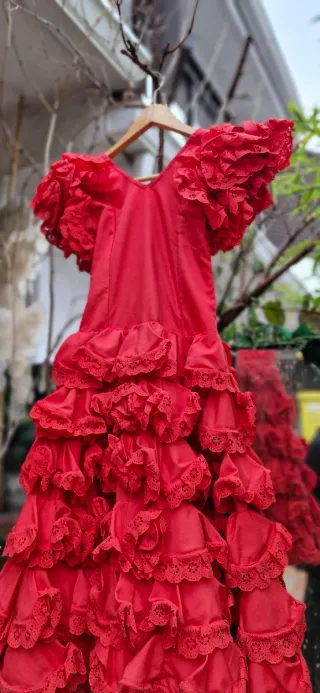 Traje de Flamenca Rojo Hecho a mano