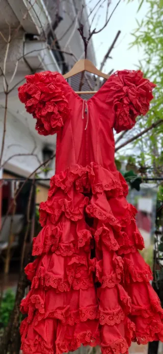 Traje de Flamenca Rojo Hecho a mano