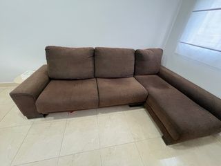 Sofá modular de tela marrón