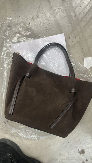 Borsa vera pelle scamosciata