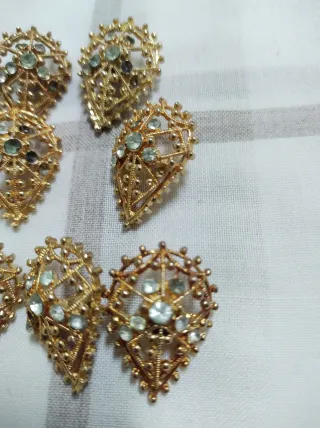 Lote 10 botones joya antiguos dorados