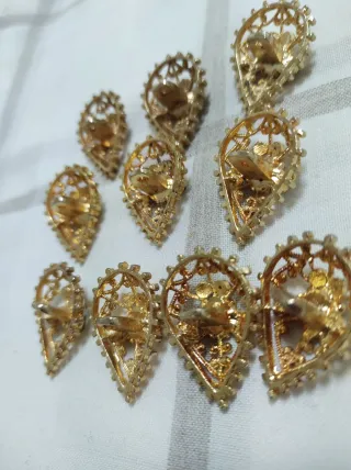 Lote 10 botones joya antiguos dorados