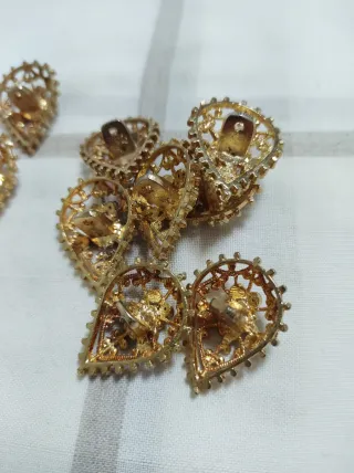 Lote 10 botones joya antiguos dorados