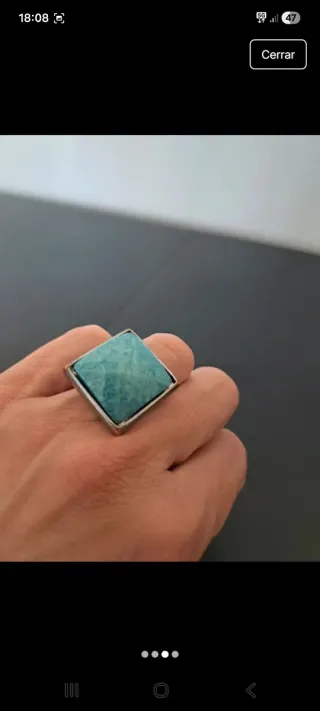 Anillo cuadrado piedra turquesa