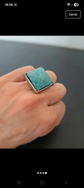 Anillo cuadrado piedra turquesa