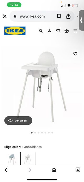 Trona IKEA blanca y azul