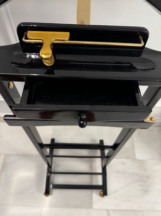 Galán de noche madera maciza negro y dorado