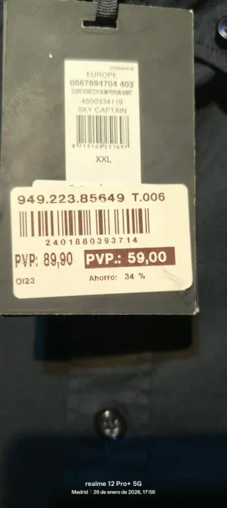 Talla XXL o M.Camisa Tommy Hilfiger Slim Fit Azul