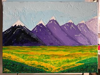 Cuadro paisaje acrílico montañas