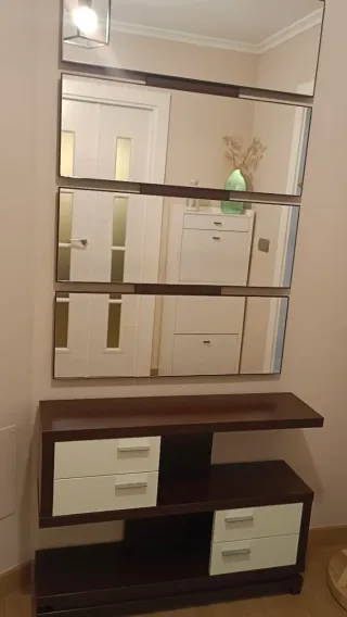 Mueble recibidor consola wengue y blanco