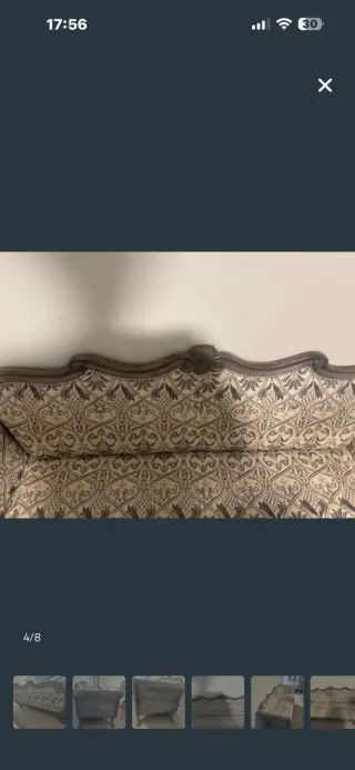 Sofá antiguo cisnes relieve beige/gris