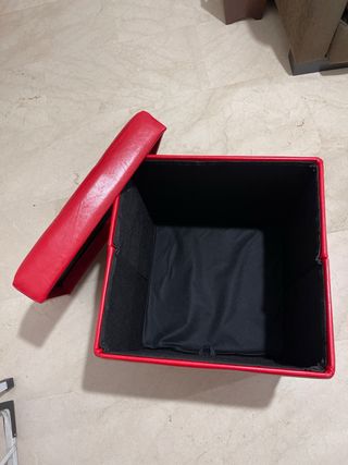 Puff Almacenaje Piel Sintética Rojo