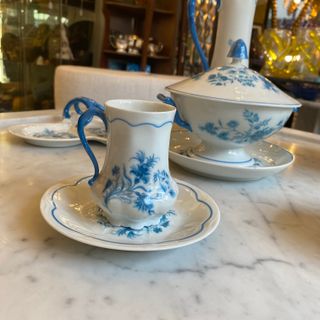 Juego de Porcelana Giraud Limoges Azul y Blanco