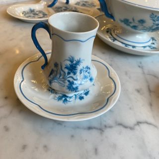 Juego de Porcelana Giraud Limoges Azul y Blanco