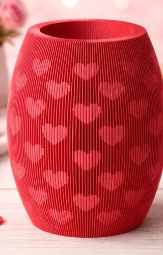 Jarrón San Valentín Corazones Rojo